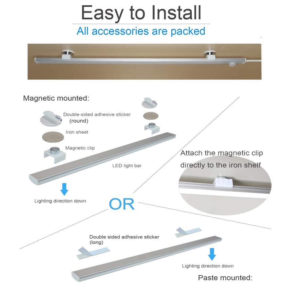 LED Motion Sensor Under Cabinet Lights, 17 inch Plug in Closet Light, USB Cor