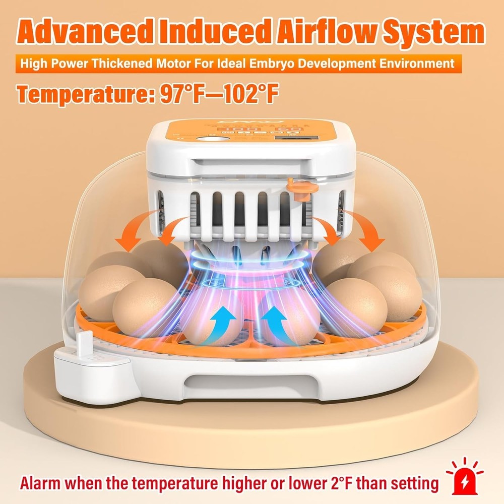 12 Egg Incubator with Auto Temp & Humidity Control