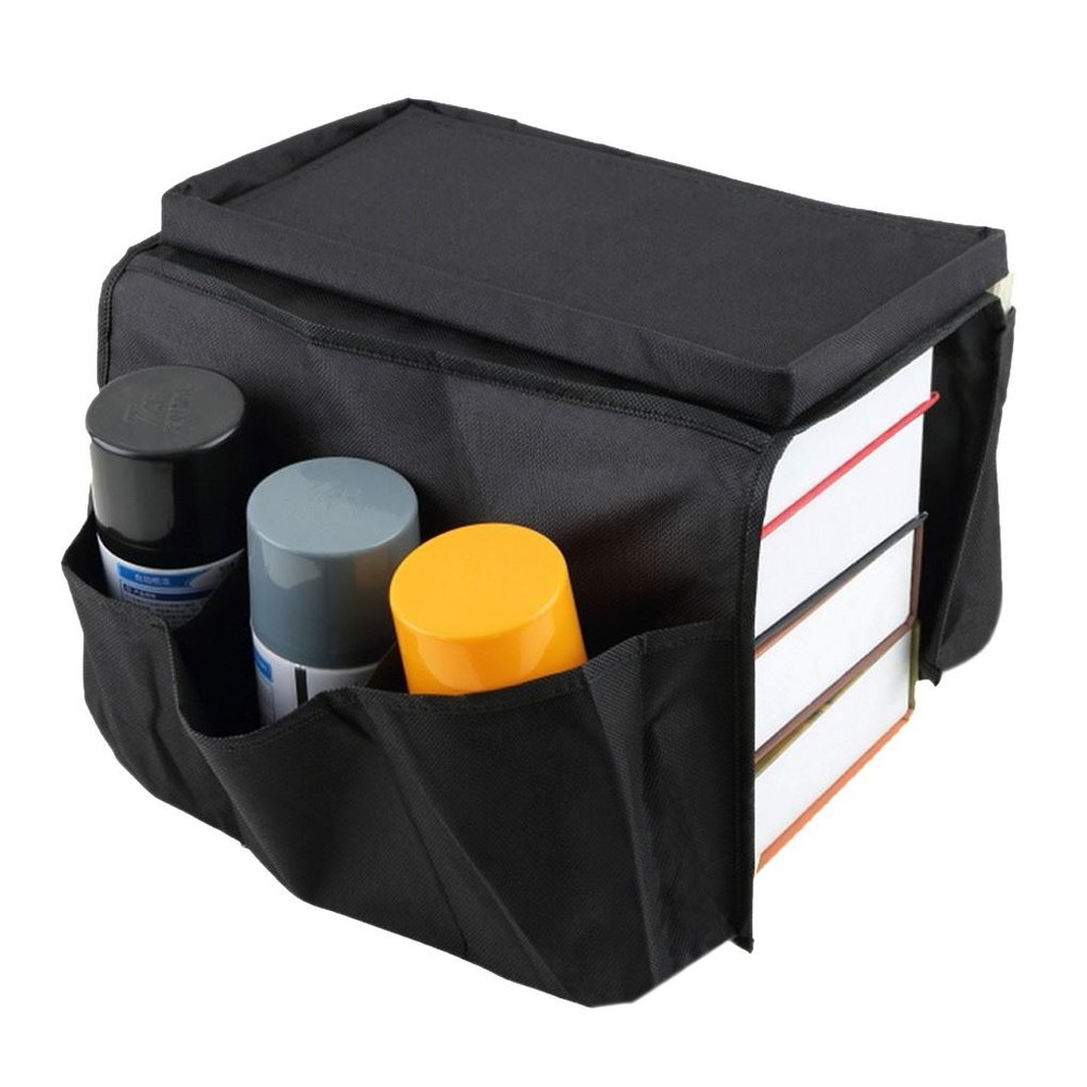 6 Pockets TV Remote Control Organizer, Home Sofa Console Folding Table Black