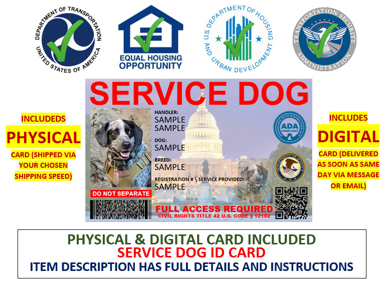 HOLOGRAPHIC ADA SERVICE DOG ID CUSTOMIZABLE 1 SIDE ONLY