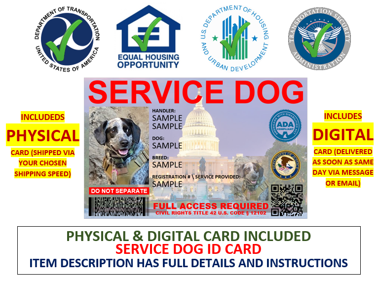 HOLOGRAPHIC ADA SERVICE DOG ID CUSTOMIZABLE 1 SIDE ONLY