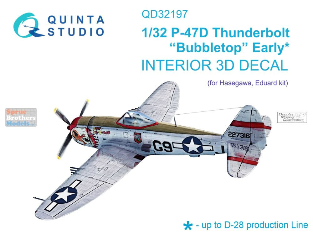 QTSQD32197 1:32 Quinta Studio Interior 3D Decal - P-47D Thunderbolt Bubbletop