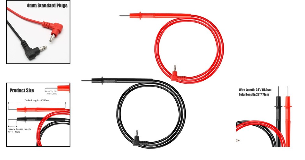 Precision Digital Multimeter Leads – 28” Length, 1000V Capacity, 2-PACK