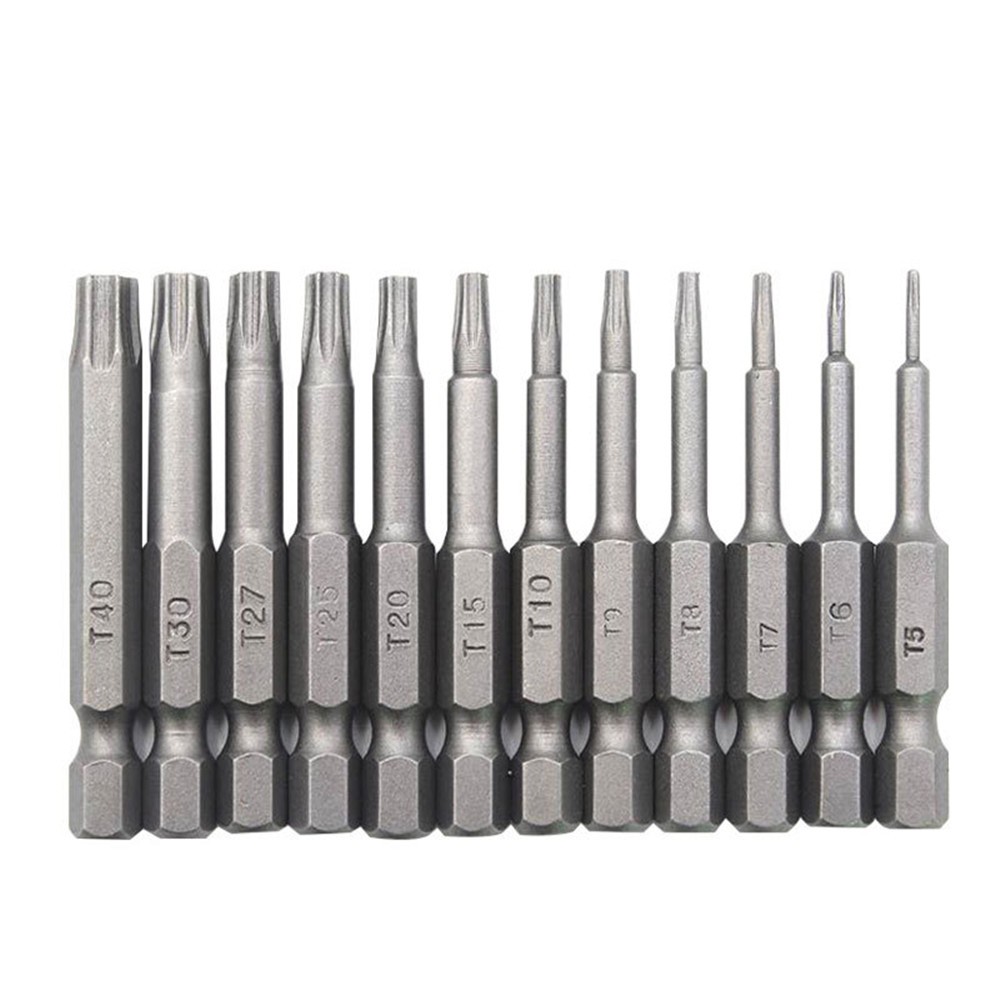 12Pack Magnetic Tamper Security Drill Bit Torx Screwdriver Flat Head 1/4" Hex d