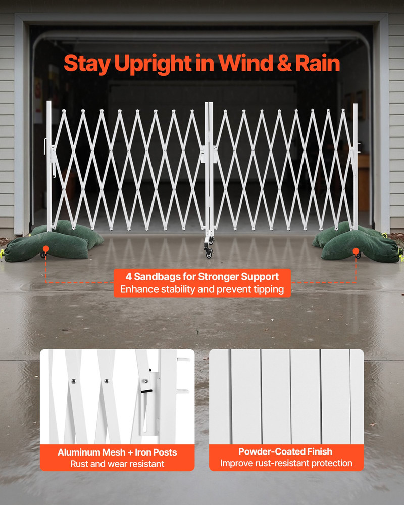 Expandable Safety Barrier 18FT Double Barricade w/ Locking Casters