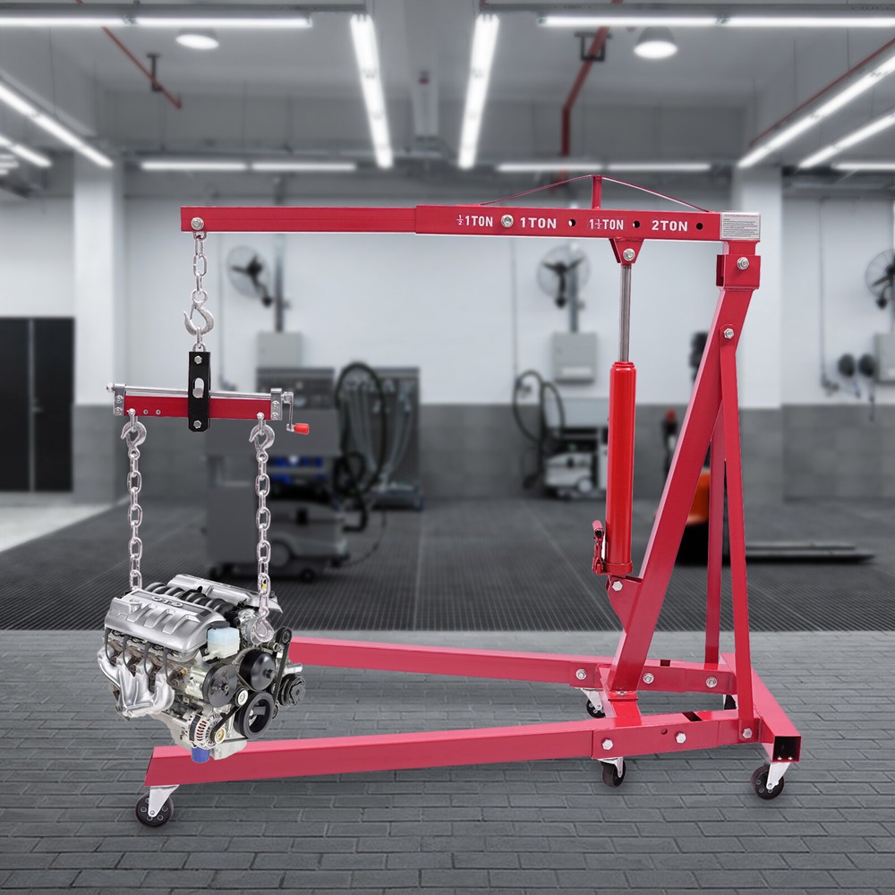 Folding Hydraulic Crane with Engine Leveler - 4409 lbs Capacity Lift Tools