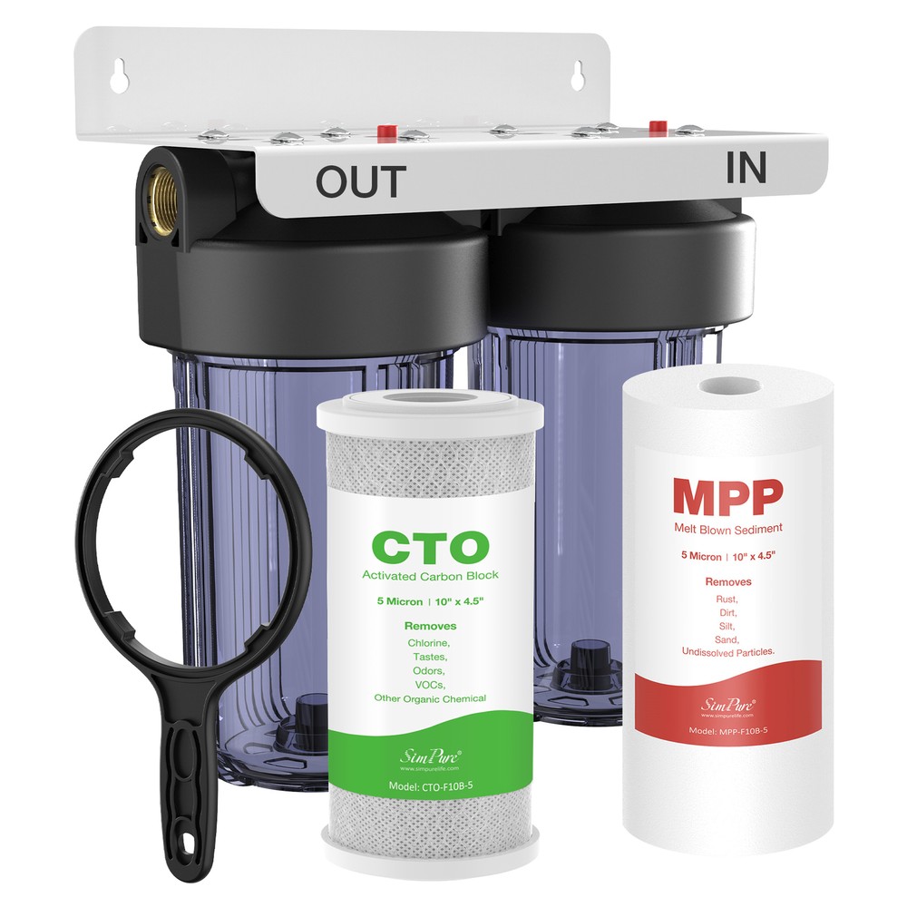 10"x4.5" Big Blue Whole House Water Filter System for Well + 1 Set Extra Filter