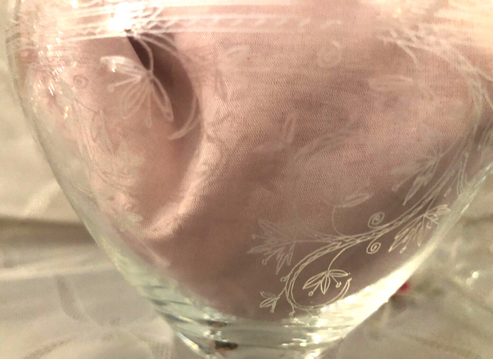 Crystalex Handmade Bohemia~Covered Compote with White Etching~9" Tall
