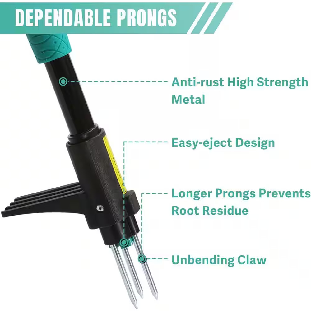 39 Weed Pulling Tool 3-Claw Detachable Long Handle Heavy Duty Stand up Weeder fo