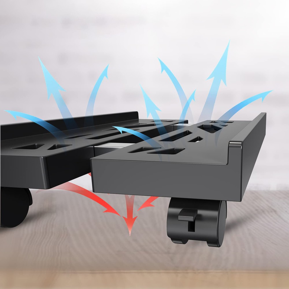 Gaming CPU Stand, Mobile Computer Tower Rack, 4 Casters, Black