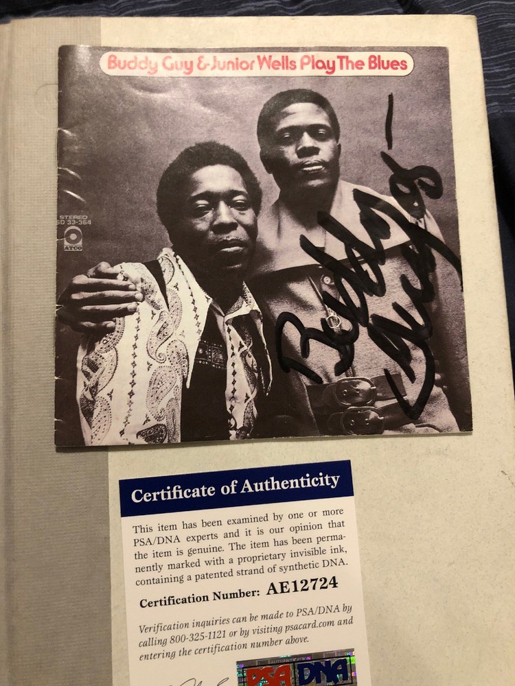 Signed Buddy Guy & Junior Wells Play the Blues CD Jacket & Ticket Stub PSA/DNA