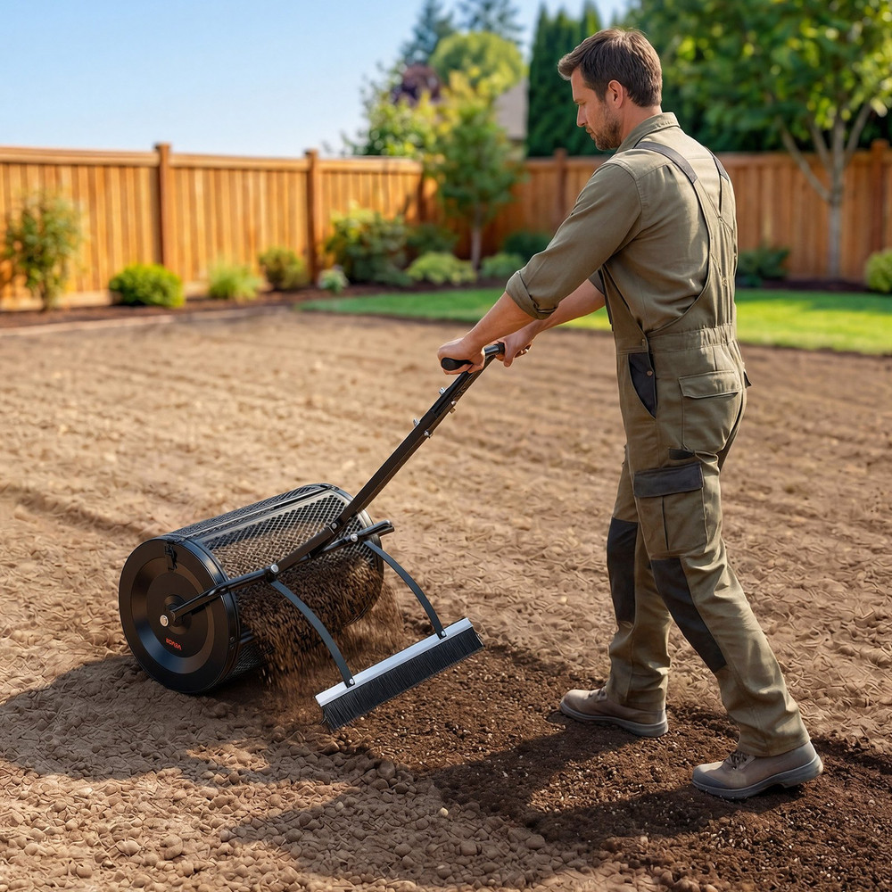 Compost Spreader, Heavy Duty Grass Seed Roller for Planting Seeding