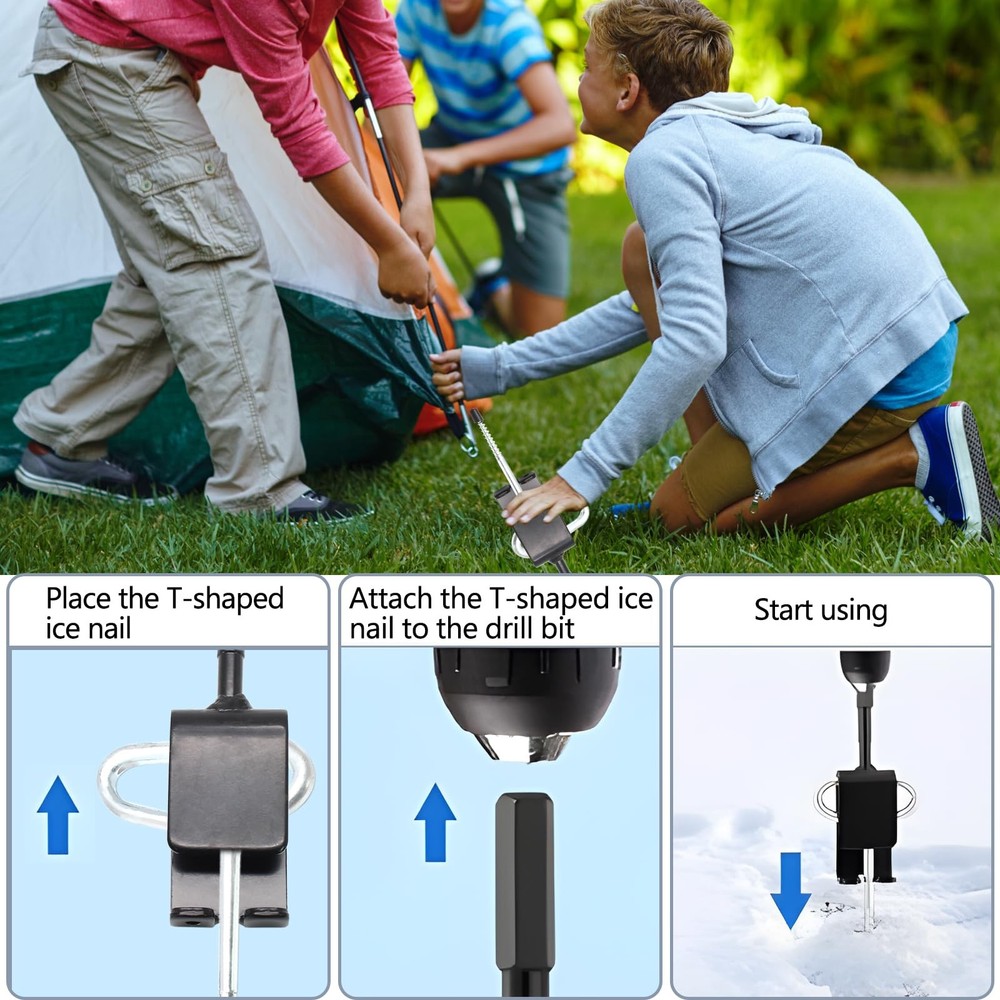 Qjaiune Universal Ice Anchor Tool Drill Adapter Kit, 1 Ice...