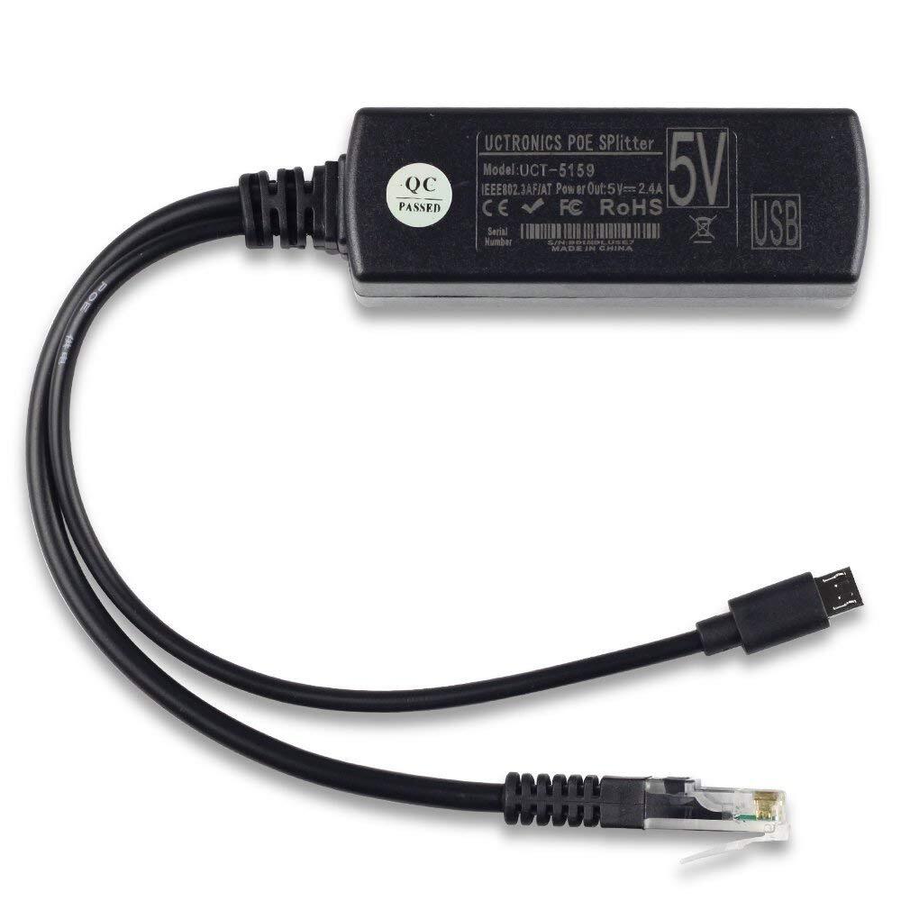 Raspberry Pi PoE Splitter 5V 2-Pack Active PoE to Micro USB IEEE 802.3af
