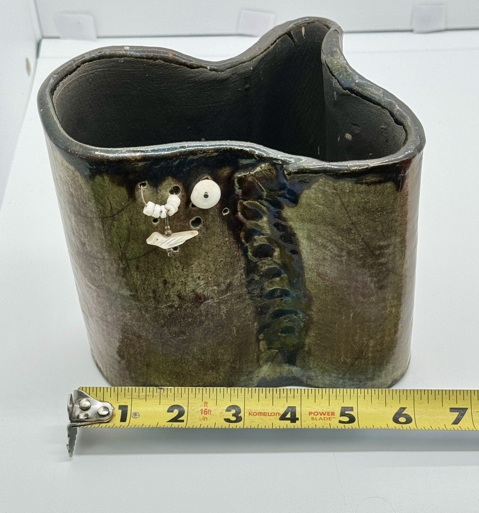Original Handmade Abstract Pottery Vase ~ Signed By Artist