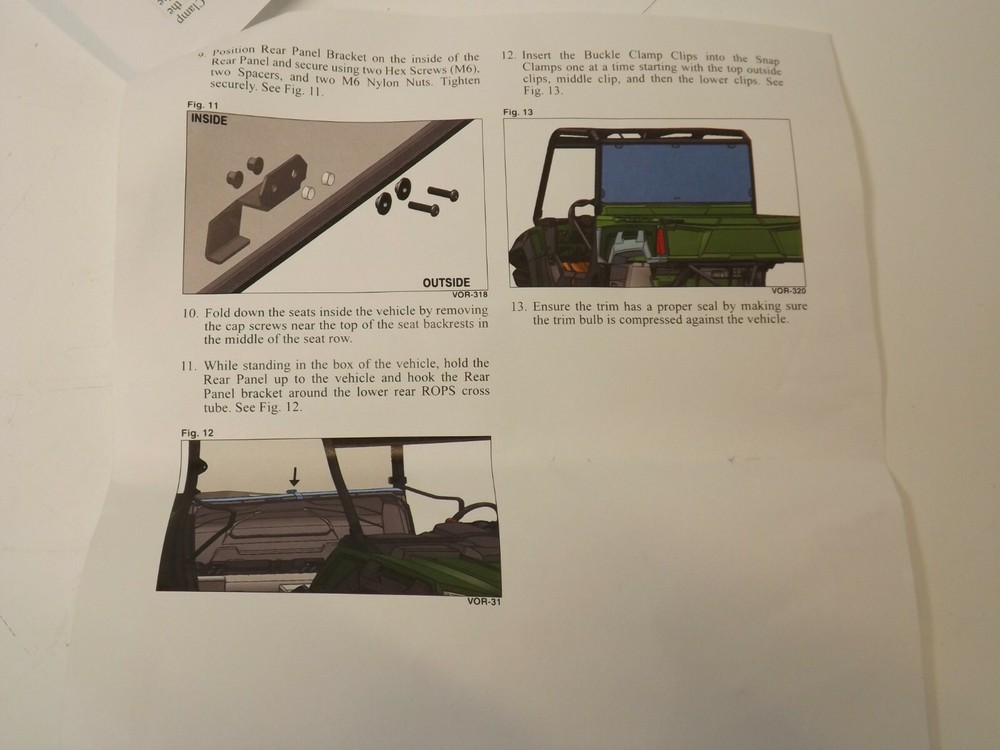 Arctic Cat Hard-Coated Polycarbonate Rear Panel Tracker Cushman Caterpillear