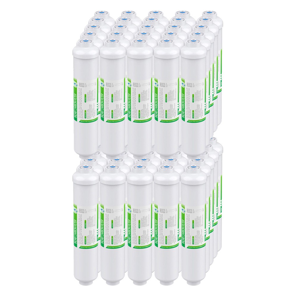 50PK Post Carbon Inline Water Filter 1/4" Quick Connect for Fridge Under Sink RO