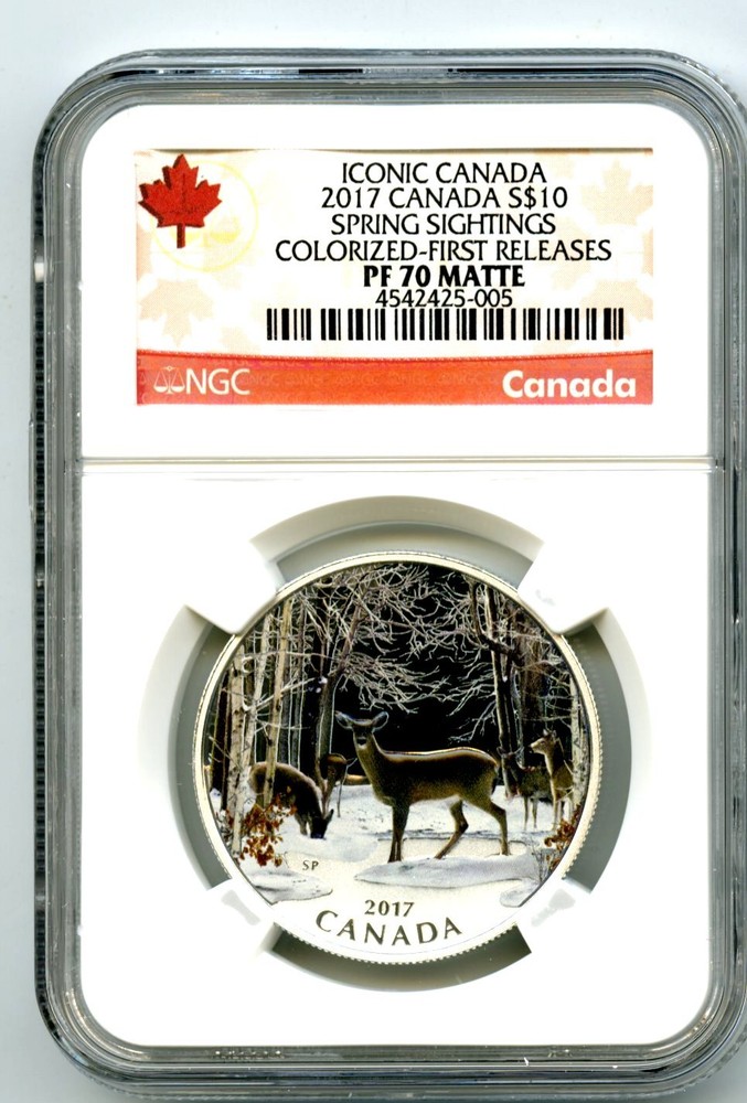 2017 $10 CANADA SILVER PROOF NGC PF70 MATTE SPRING SIGHTINGS DEER FIRST RELEASES