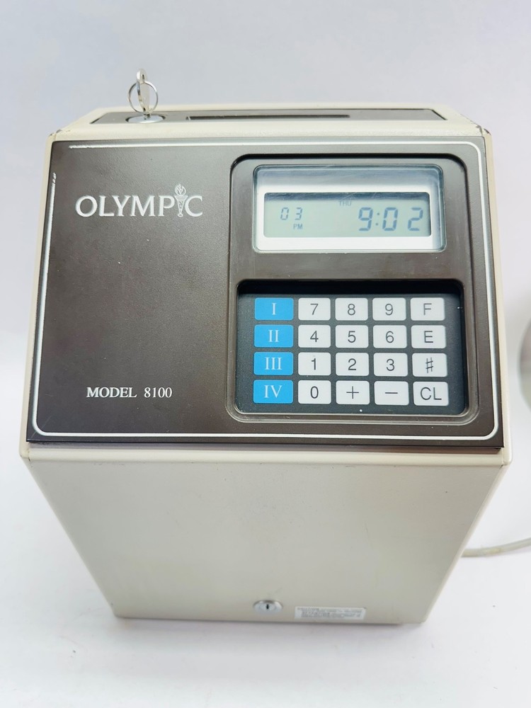 MJR-7000 8000 Computerized Stand Alone Employee Time Clock + Key Used Timecoder