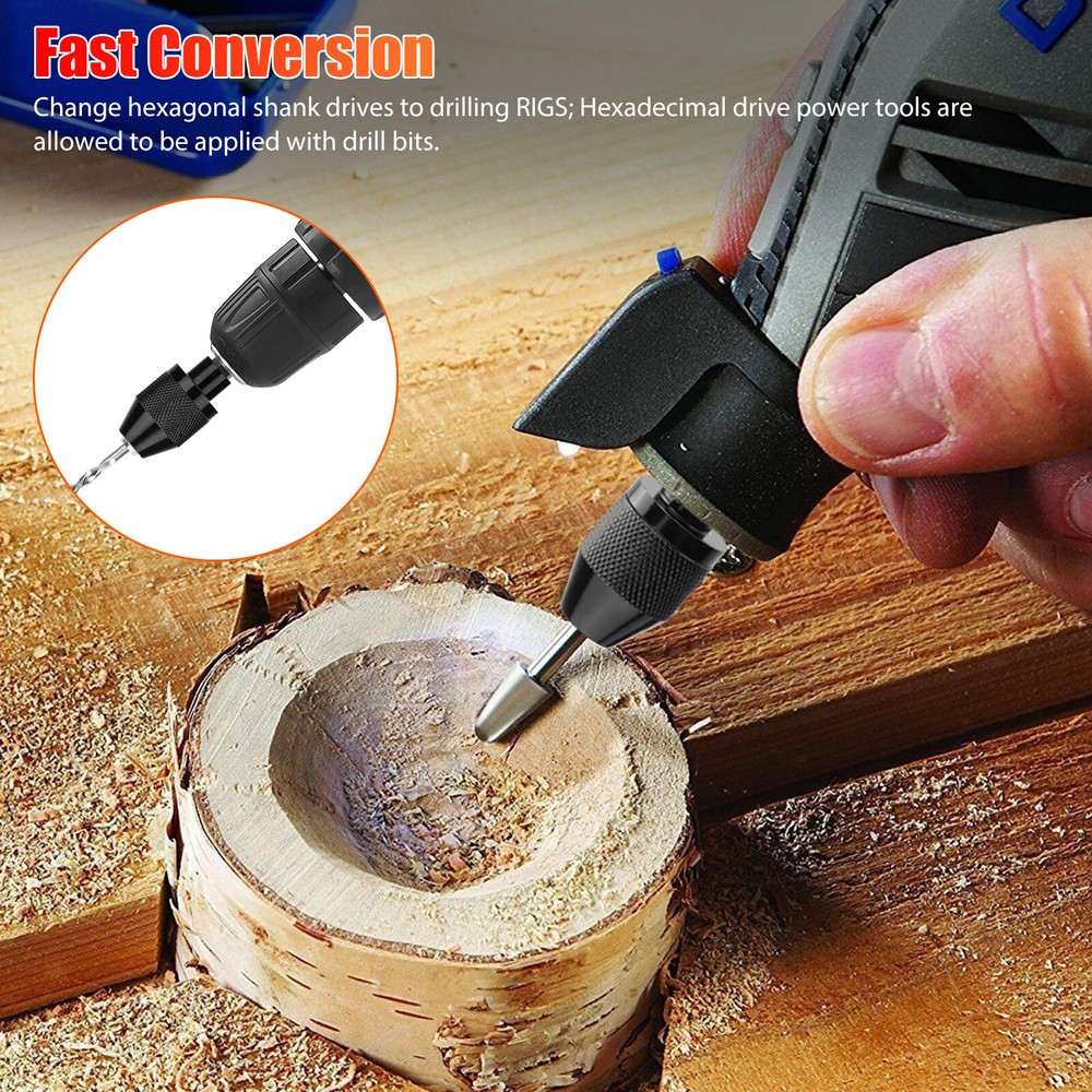 1 Pcs Hex Shank Quick Change Keyless Chuck Adapter Drill Bit Driver Converter