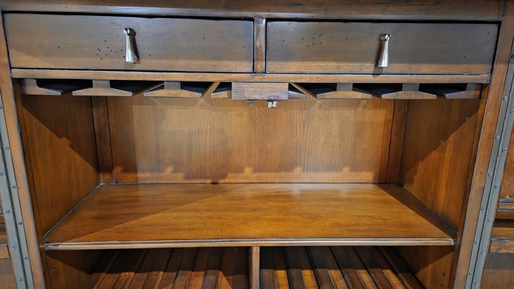 Solid Wood Wine Bar Cabinet with Quartz Top