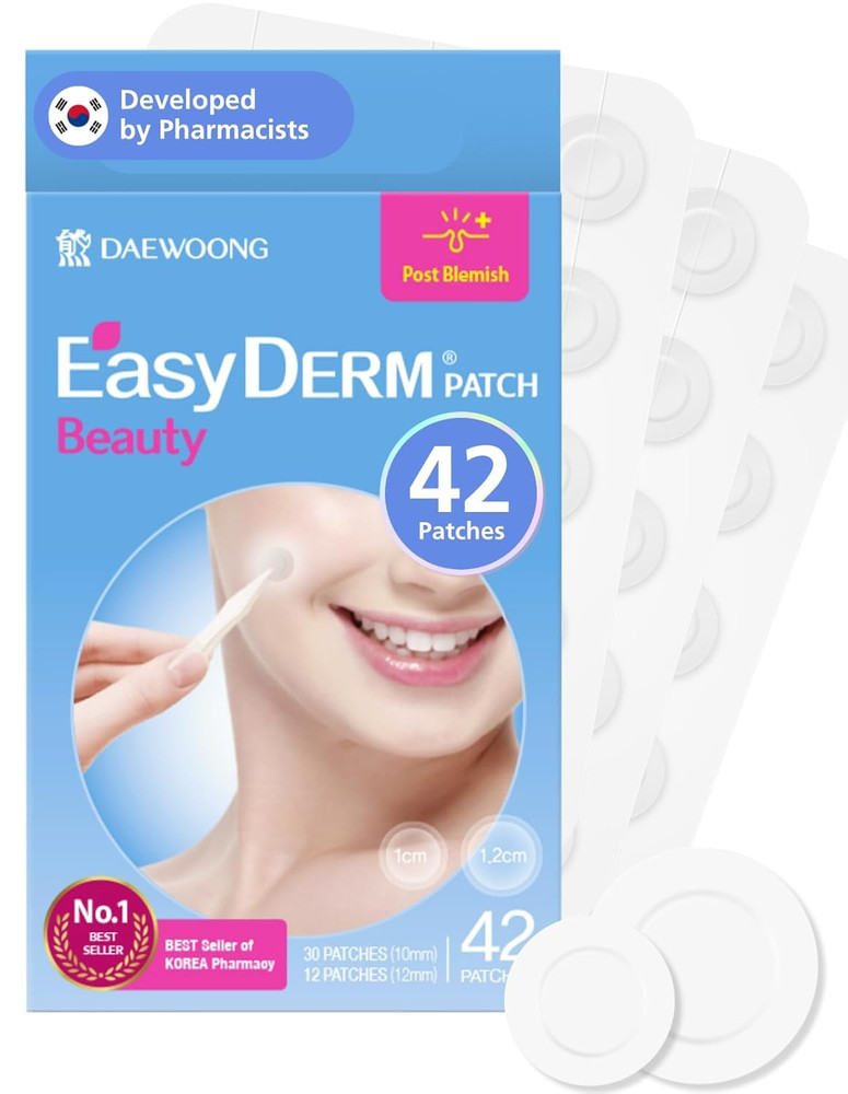 EasyDerm Beauty Patch(42 Counts) - 100% Hydrocolloid Pimple Patch for Zit Spo...