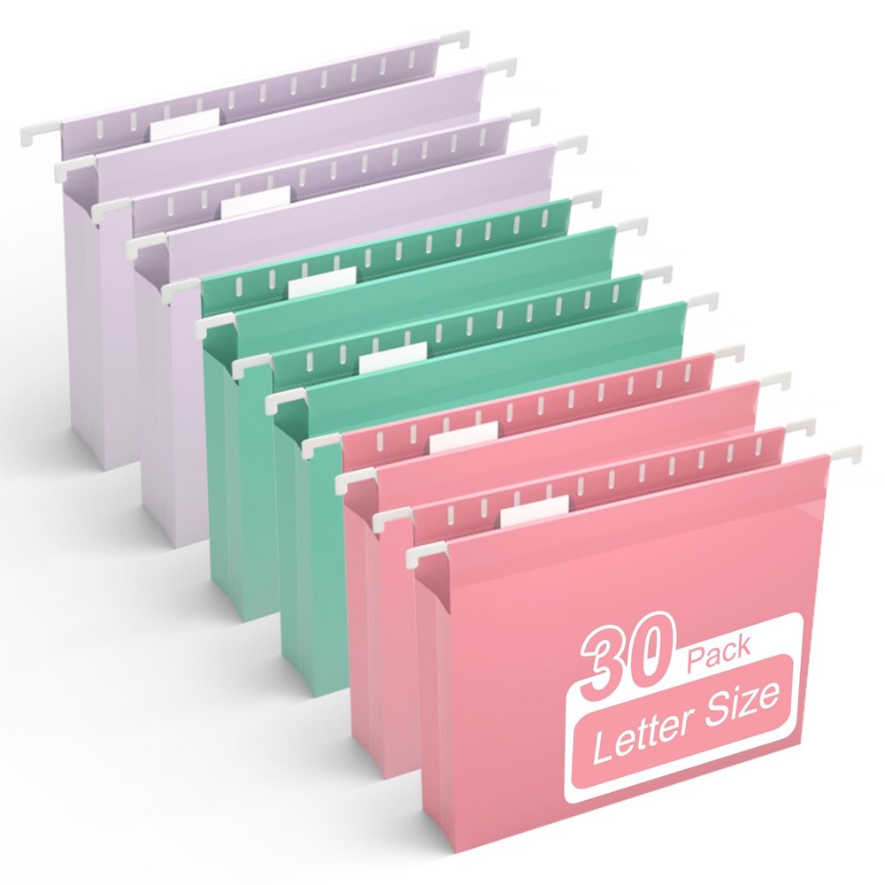 Plastic Extra Capacity Hanging File Folder, Letter Size, 2” Expansion, 30 Pac...