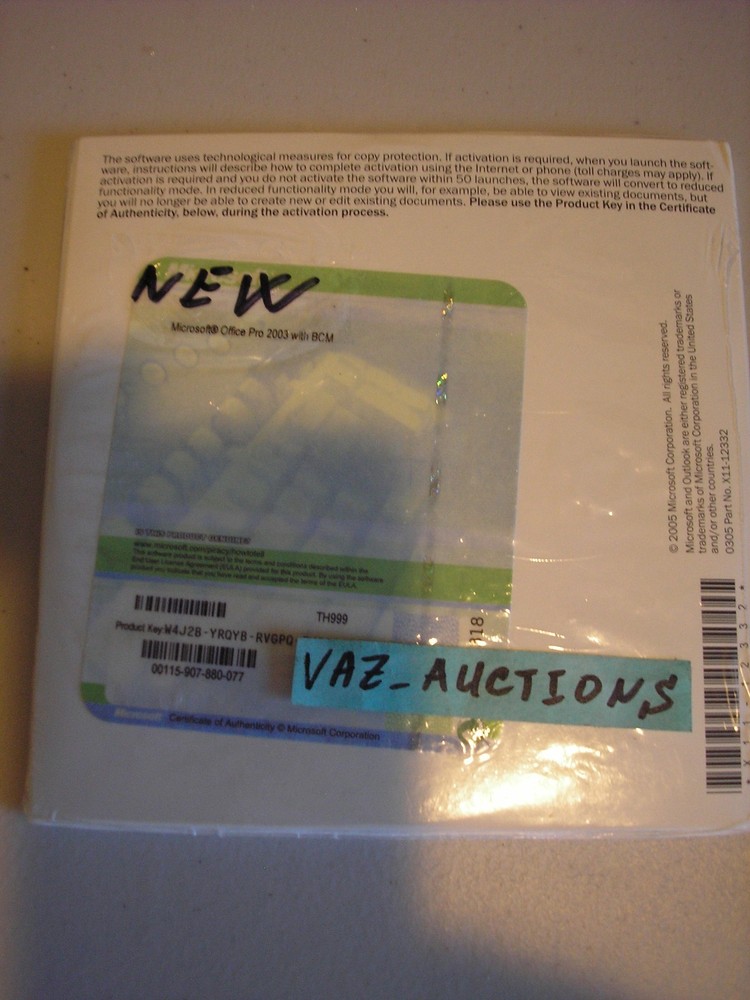 Microsoft Office 2003 Professional Word/Excel/Access/Outlook/PowerPoint =SEALED