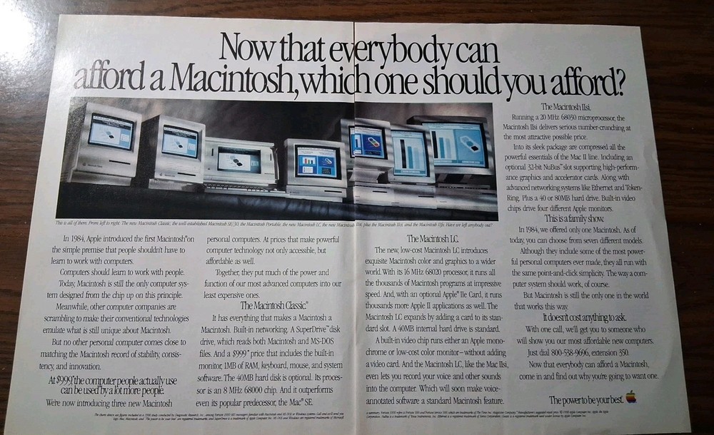 Apple Macintosh Computers Classic LC Print Ad 16x11 1990
