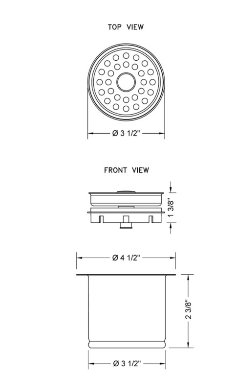 Jaclo 2829-ULB Extra Deep Garbage Disposal Flange w Strainer - Unlacquered Brass
