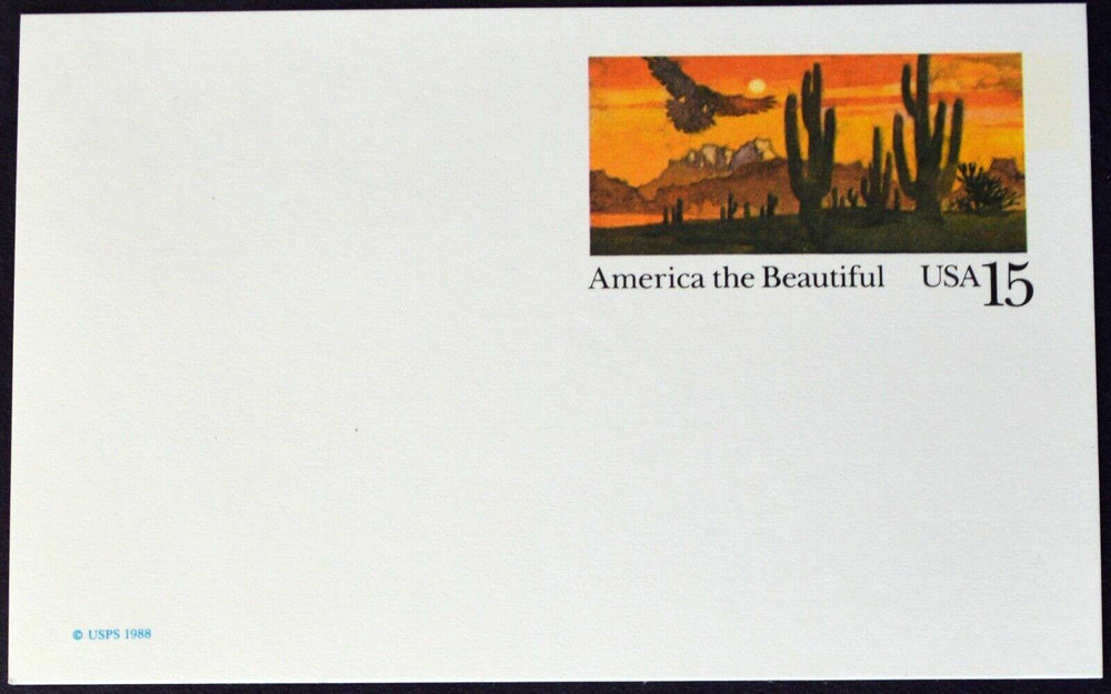 1989 US Sc #UX127 postal card, 15 cent, mint, sharp corners, excellent condition