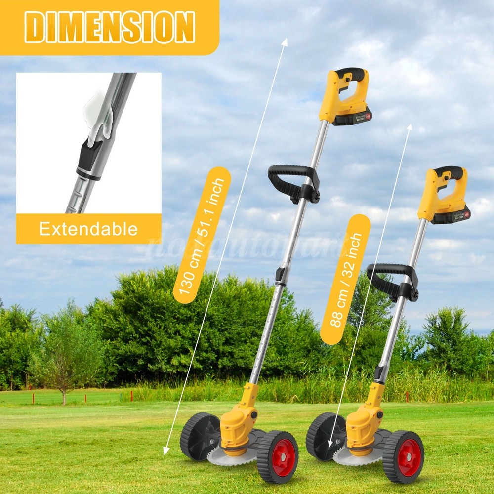 Battery Powered Weed Eater Electric Cordless Grass String Trimmer Lawn Edger 51"