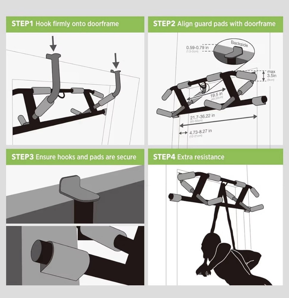Multi Grip Pull Up Bar Doorway Workout Bar Foldable Home Gym New
