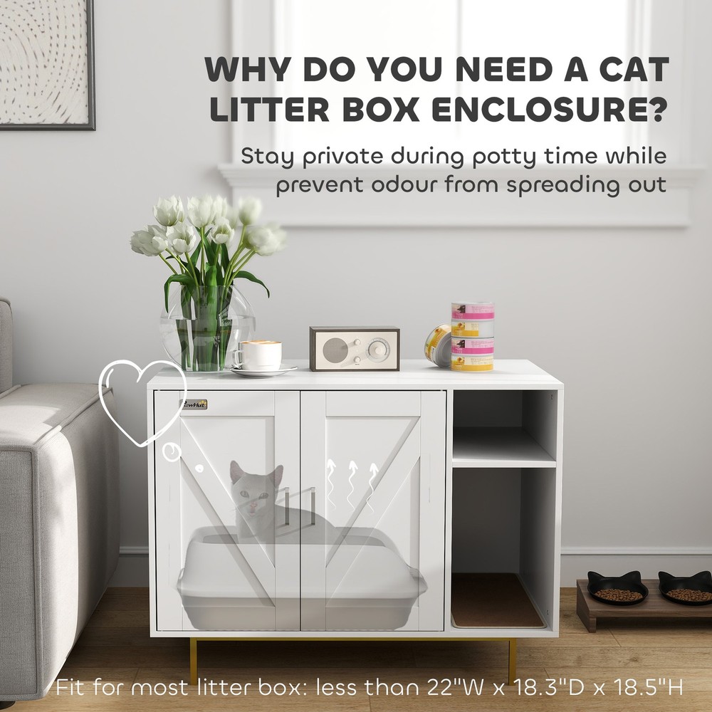 Cat Litter Box Enclosure End Side Table with Scratching Pad