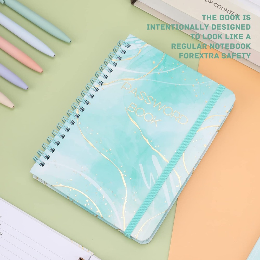 Password Book with Alphabetical Tabs - Spiral Password Notebook for Internet