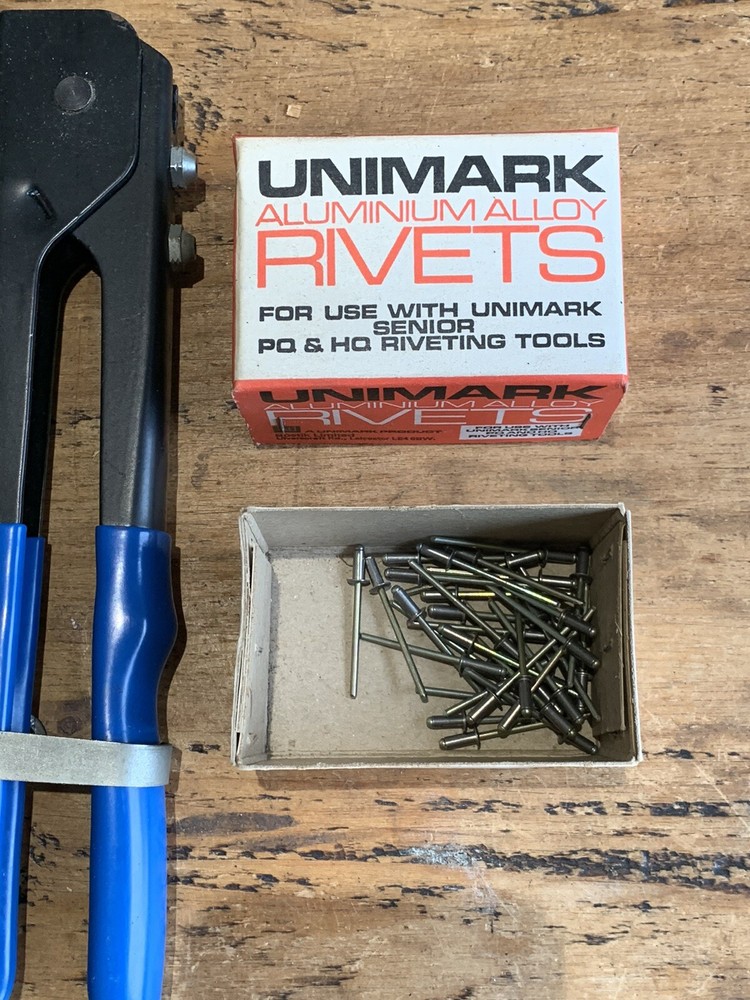 Vintage UNIMARK senior Riveting Tool & Rivets