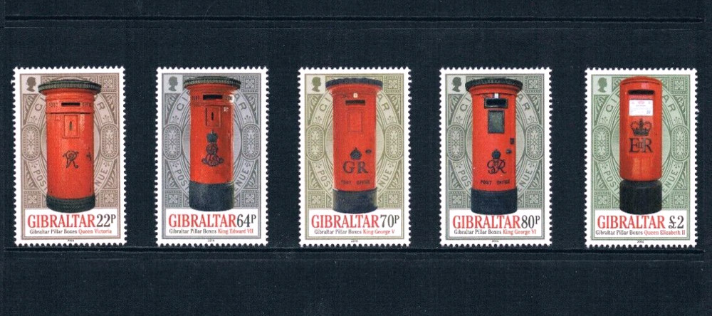 $11.00 Scott Value - 2016 GIBRALTAR Post Boxes Mailboxes CV MNH NH UMM