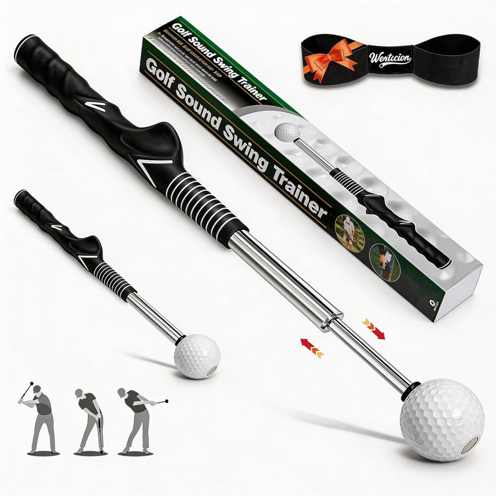 Retractable Golf Swing Training Aid - Audible Click Feedback Stick & Form Arm Ba