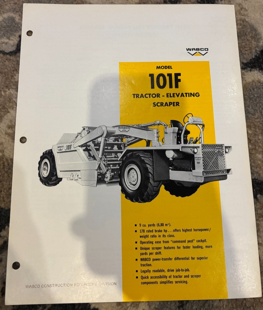 WABCO 101F Tractor Elevating Scraper Brochure AMIL25
