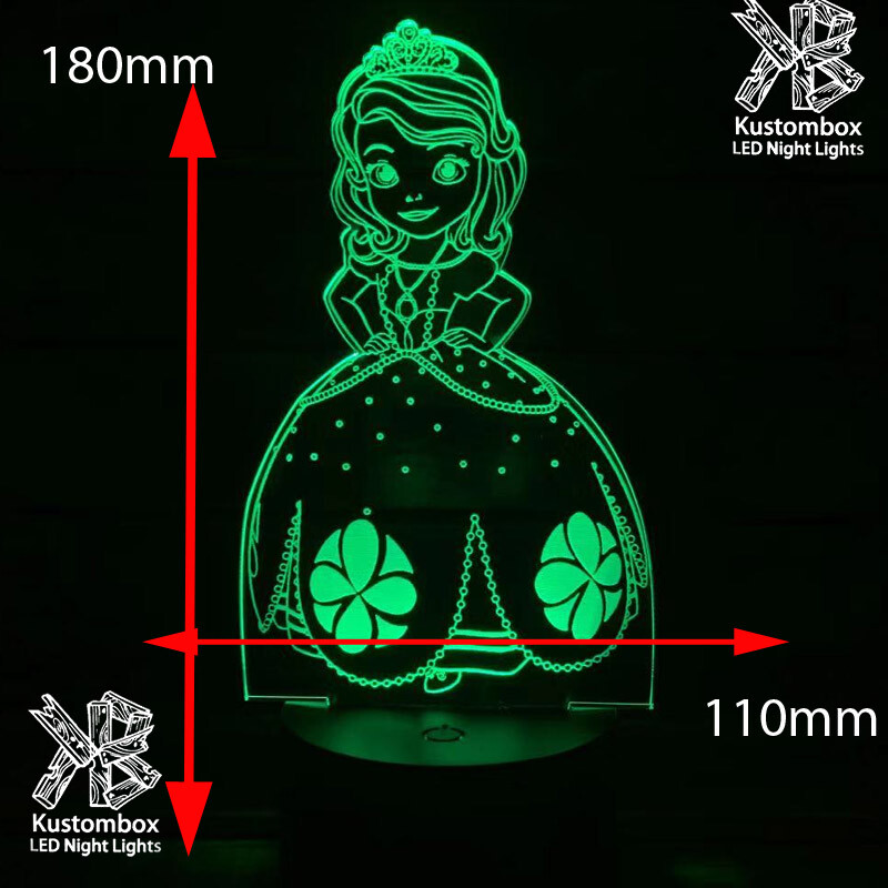 Princess Sofia The First 3D LED BATTERY & USB NIGHT LIGHT REMOTE 7 COLOUR LAMP