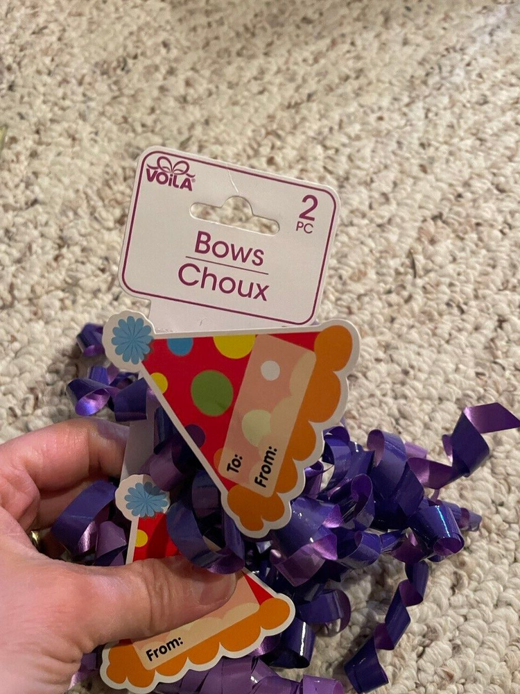 2 Purple Bows Choux with name tags free shipping