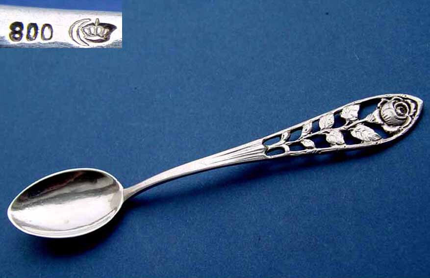 Tea/Coffee Spoon, Rose Decor, 800 Silver B339