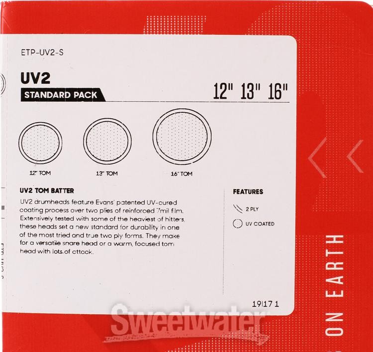 Evans UV2 Series Coated Tom Pack - 12"/13"/16"