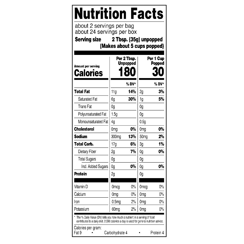 Great Value Extra Butter Flavored Microwave Popcorn, 2.55 oz, 12 Count
