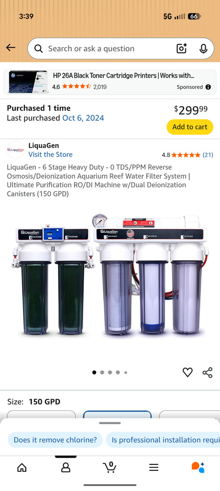 full saltwater aquarium setup and RO/DI system