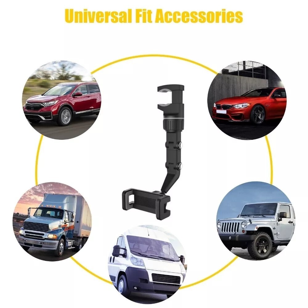 360 Degree Rotatable Car Rearview Mirror Phone Holder Multi-functional Bracket