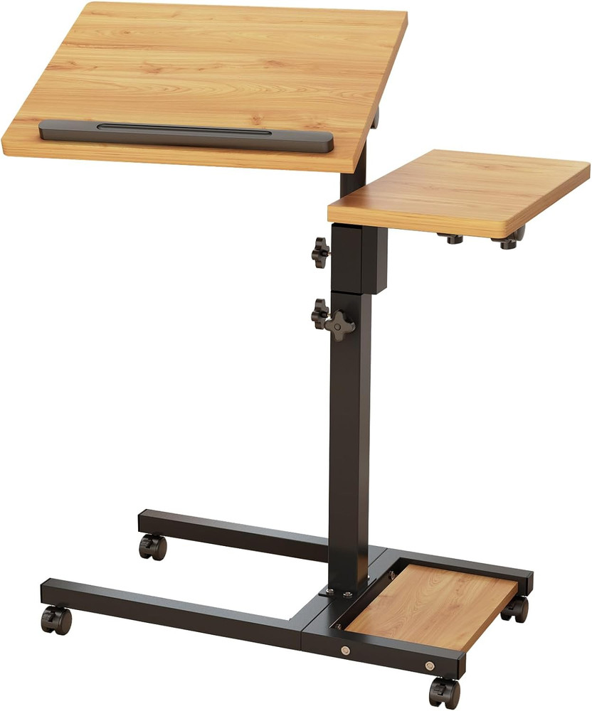 Portable Height Adjustable Laptop Desk with Mouse Pad and Side Table