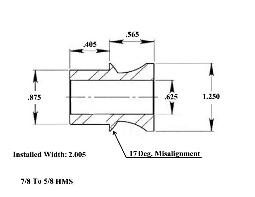 7/8 to 5/8 HIGH MISALIGNMENT SPACER HEIMS HEIM JOINTS