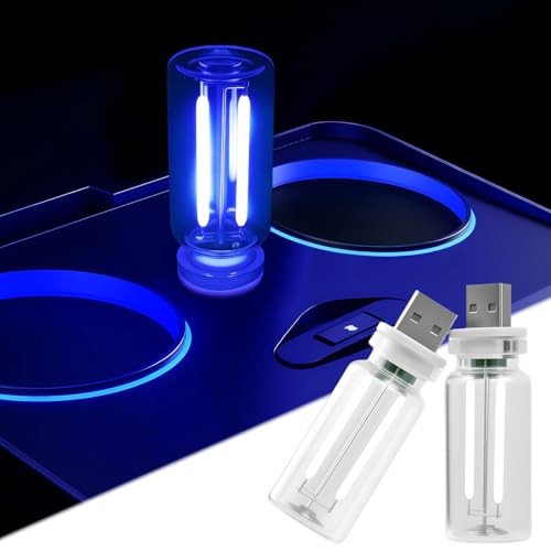 2 PCS Car USB Night Light Bulb, Touch Dimmable Car Interior Ambient blue