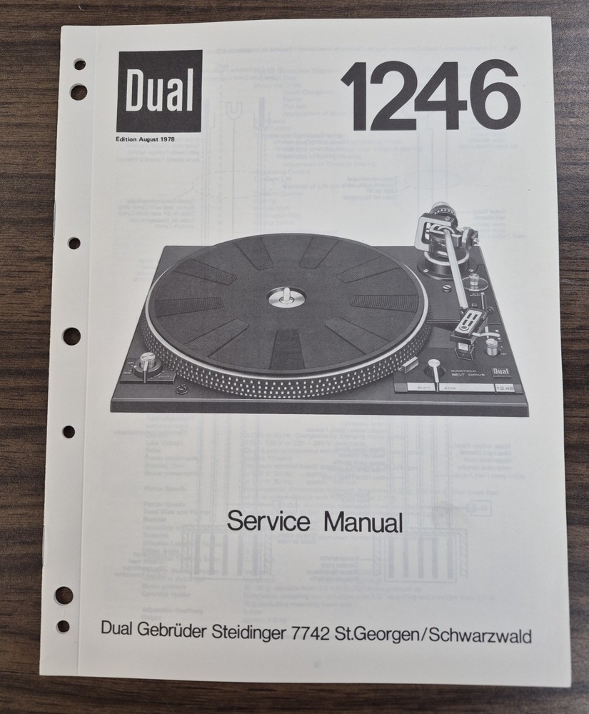 Dual 1246 Turntable Service Manual - OEM